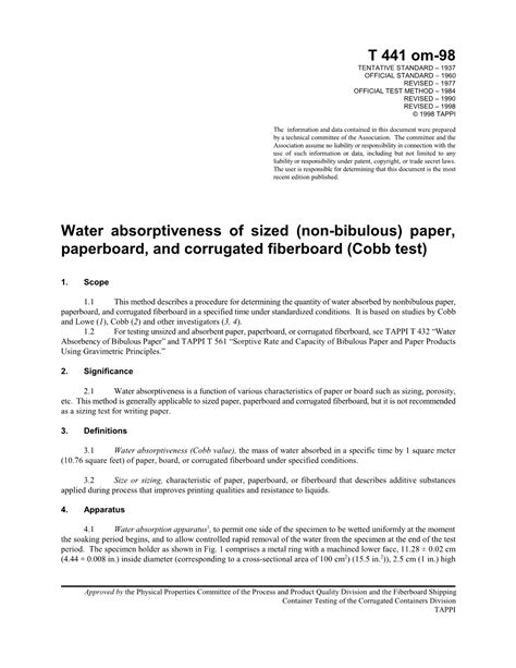 paperboard and corrugated fiberboard test